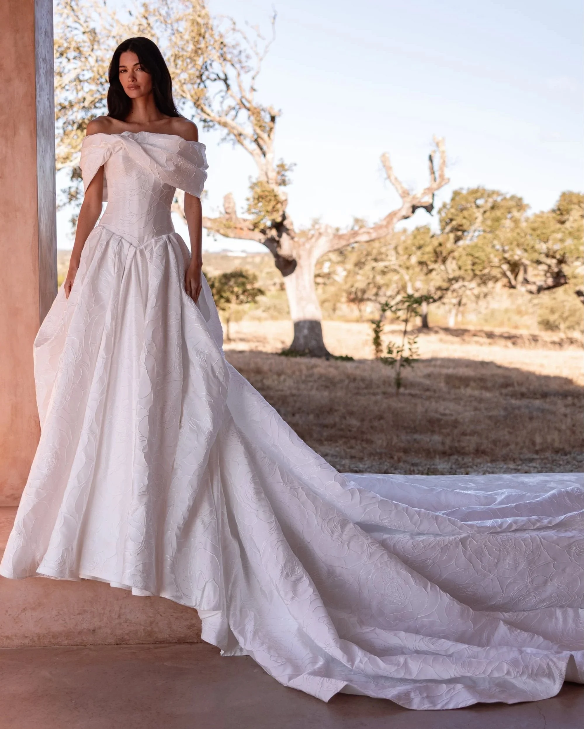 SD-026 – Elena Morar Off-Shoulder Jacquard Ballgown Wedding Dress