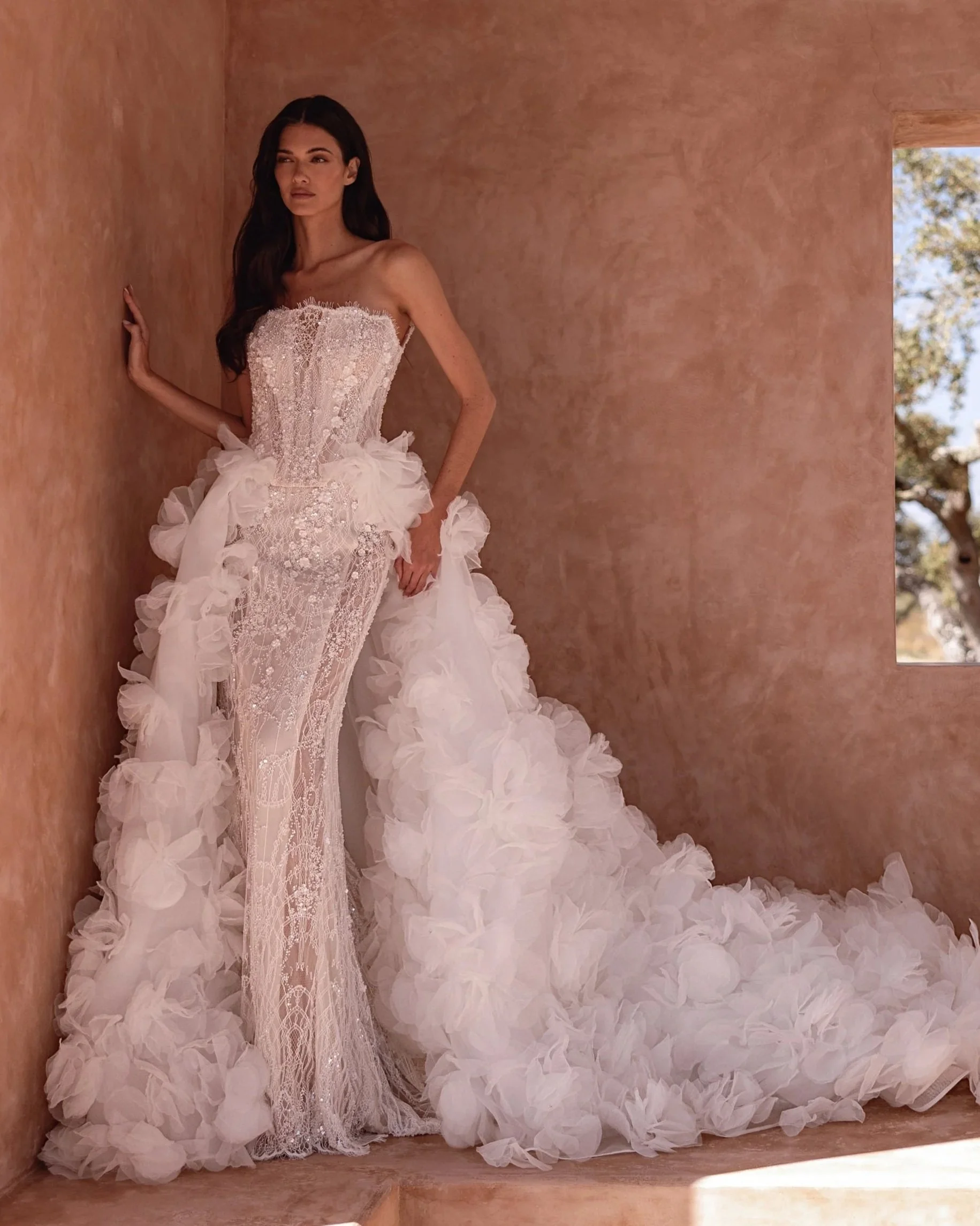 SD-029 – Elena Morar Beaded Bridal Separates & Floral Train