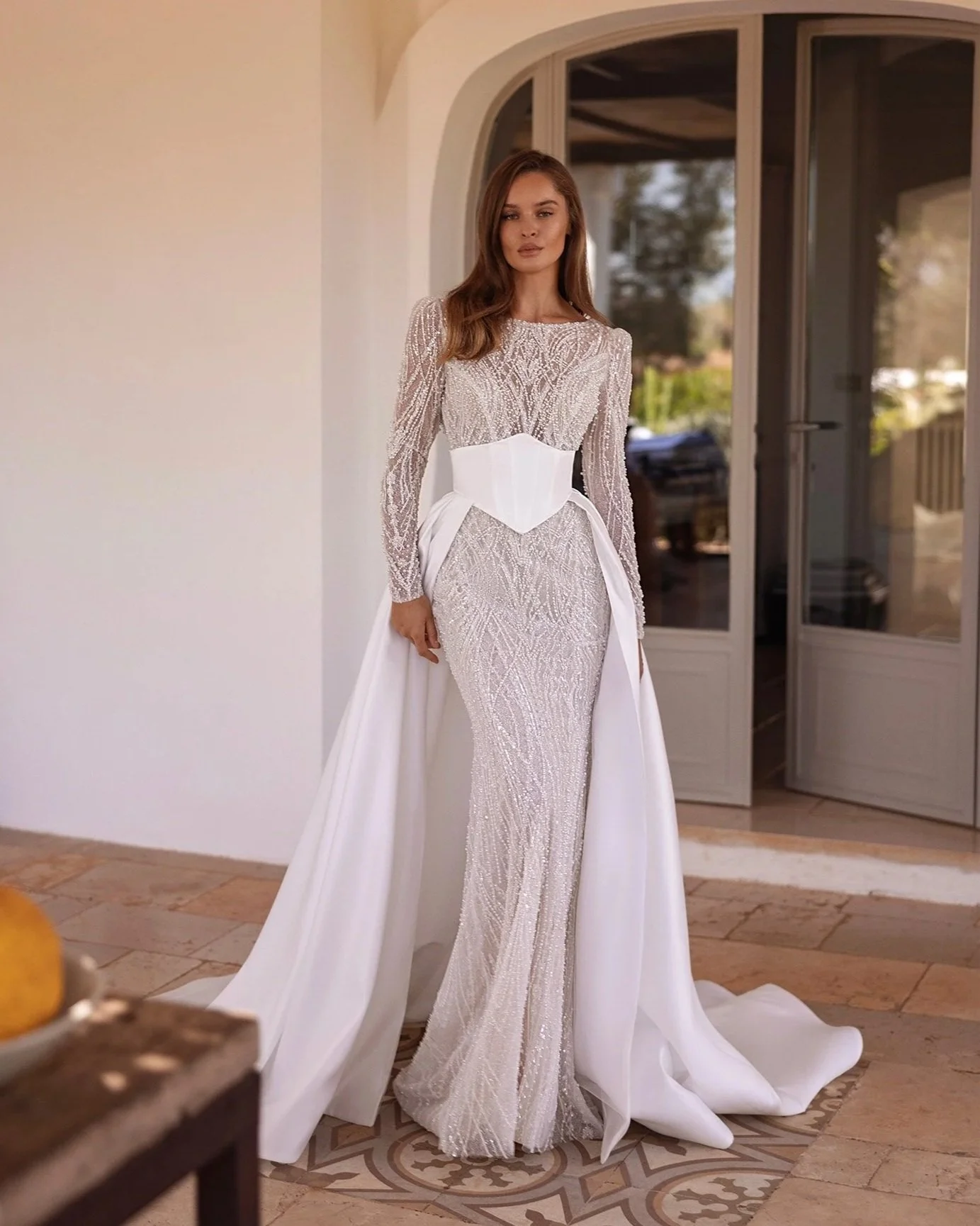 5835 – Maria Anette Timeless Beaded Wedding Dress & Detachable Train