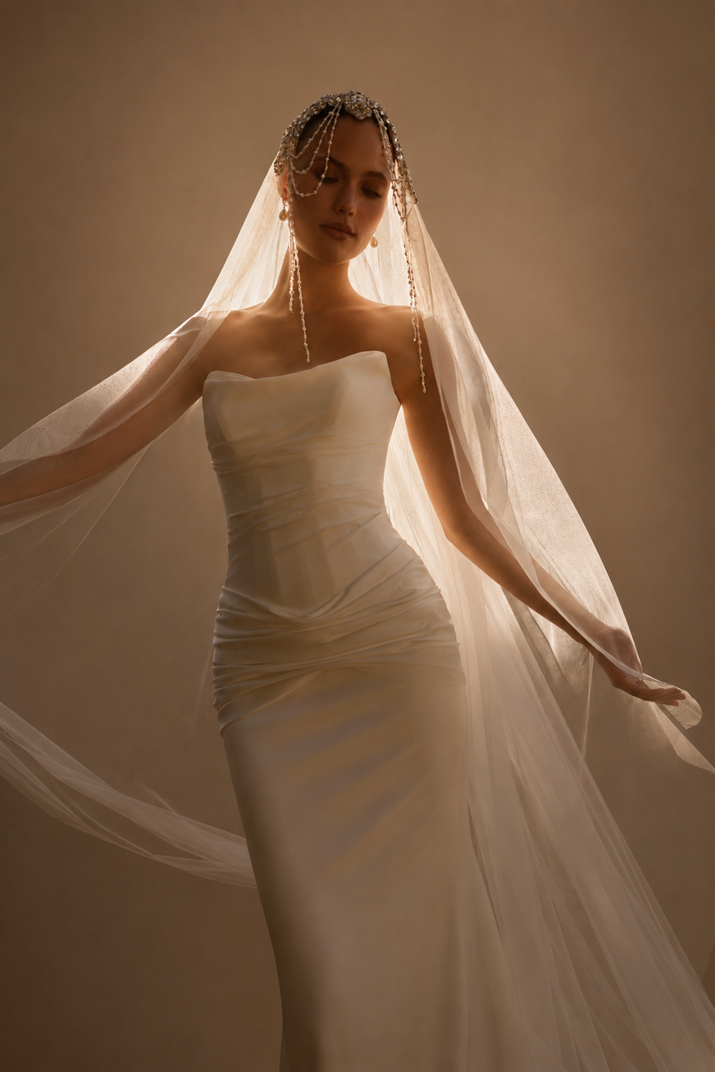 VL-003 – Elena Morar Beaded Cathedral Veil