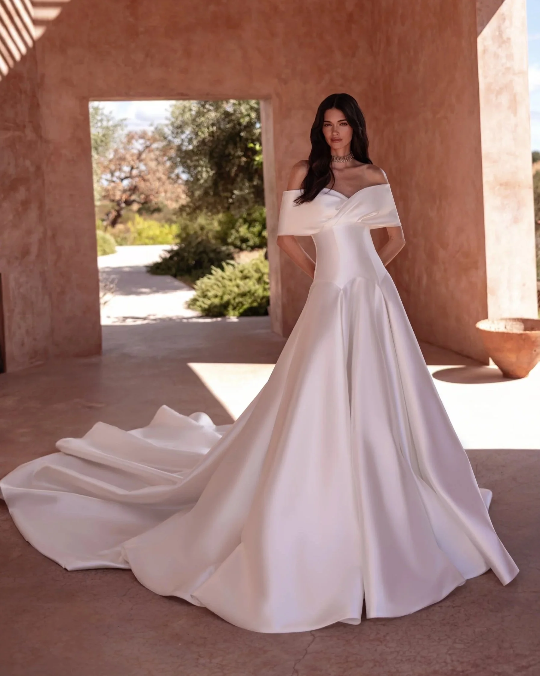 SD-036 – Elena Morar Soft Dreams Off-Shoulder Satin A-Line Wedding Dress