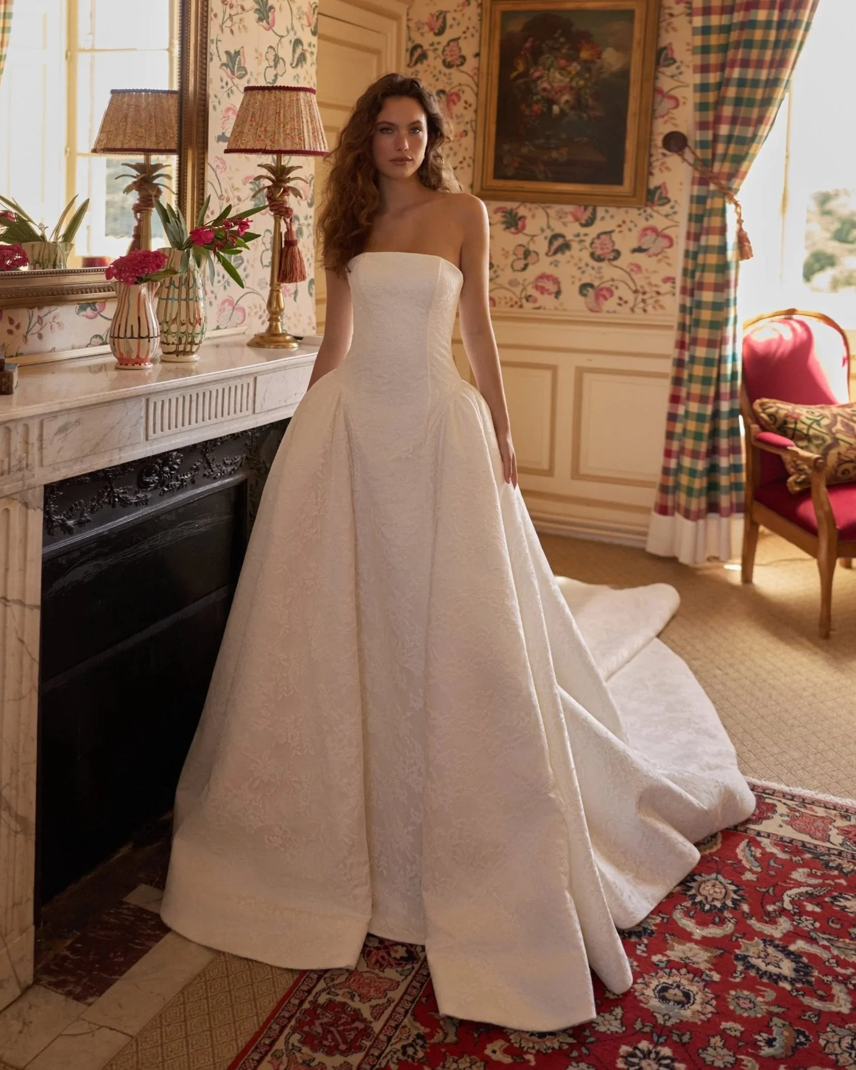 VL-018 – Elena Morar Floral Jacquard Drop-Waist Ball Gown