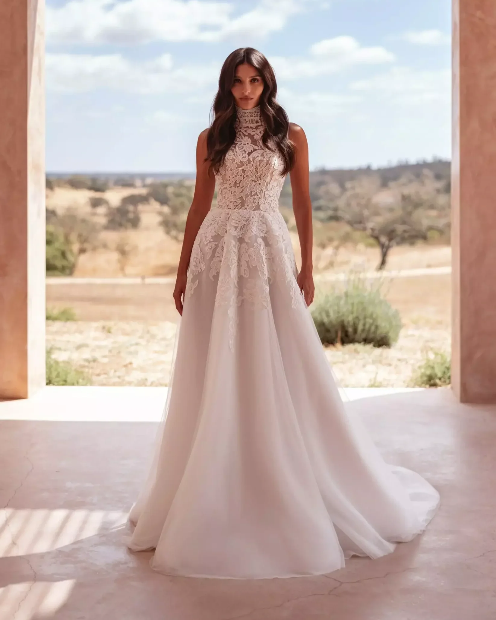 SD-009 – Elena Morar Soft Dreams High-Neck Lace A-Line Wedding Dress