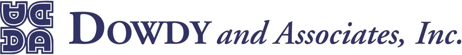 Logo of Dowdy and Associates, Inc., featuring a stylized design with the company name in blue and black text.