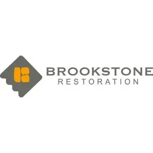 Brookstone Restoration logo with a black diamond shape and orange window graphic beside the company name.