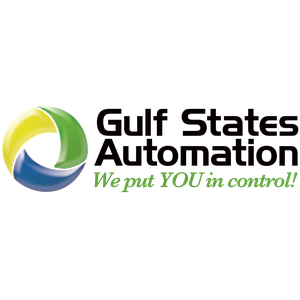 Gulf States Automation logo with a circular design in yellow, green, and blue and the company name with the slogan 'We put YOU in control!'