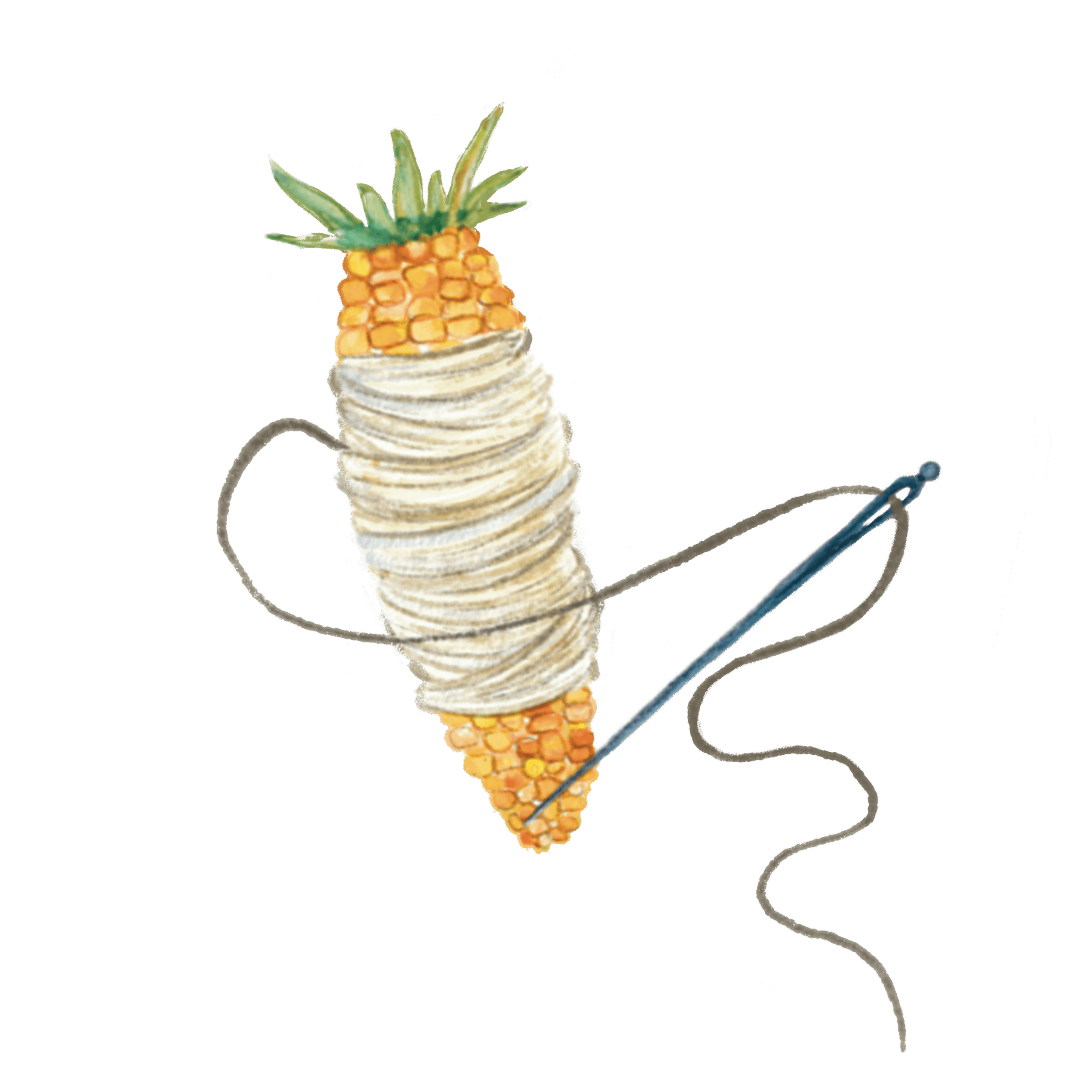 Illustration of a crochet hook and yarn wrapped around a tufted chenille stem.