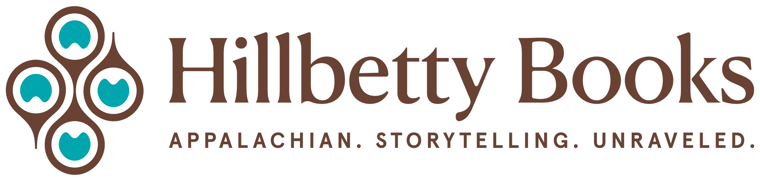 Logo for Hillbety Books featuring five stylized mountain icons and the tagline "Appalachian. Storytelling. Unraveled."
