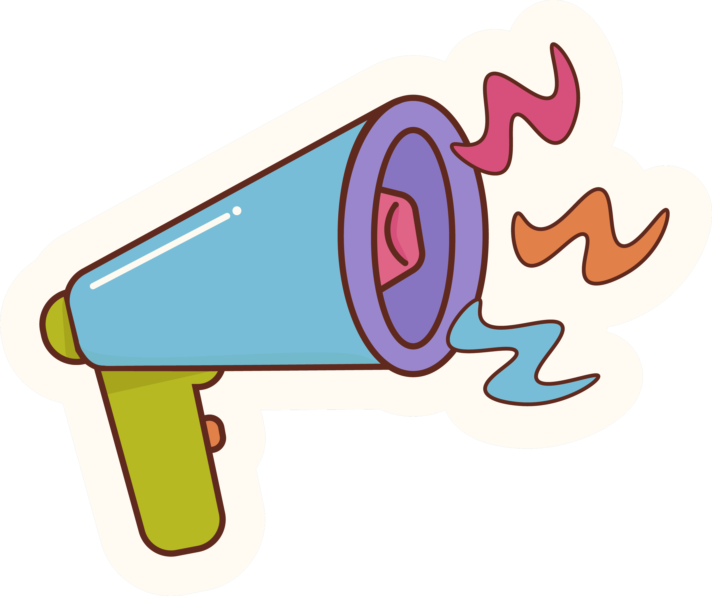 A colorful cartoon illustration megaphone.