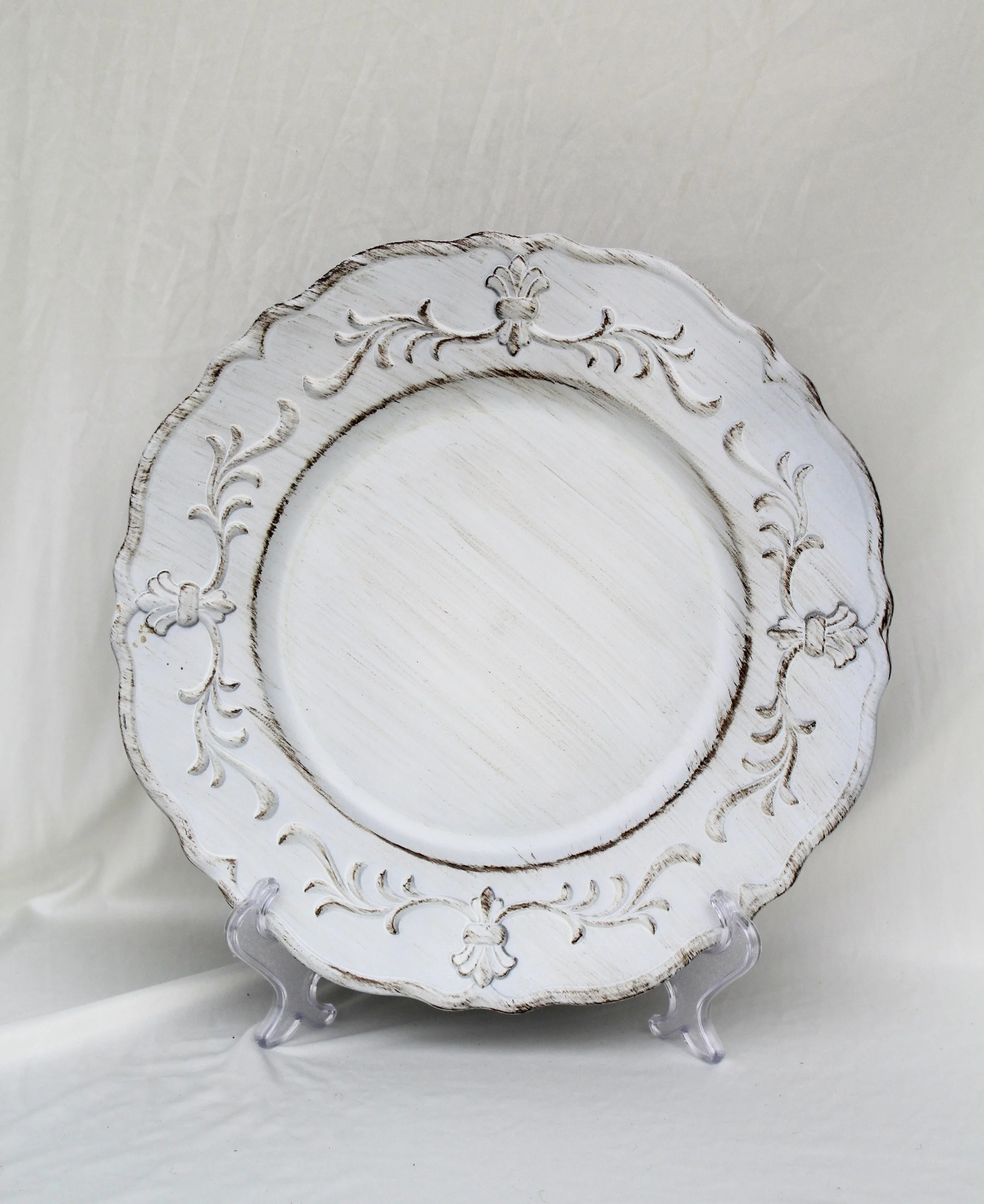 White Floral Charger