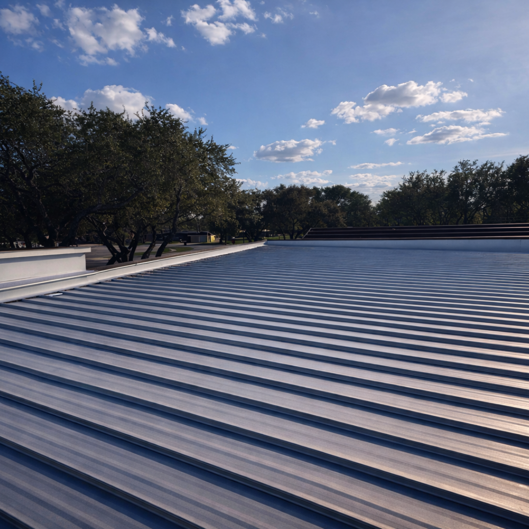 Concealed fastener standing seam commercial metal roof