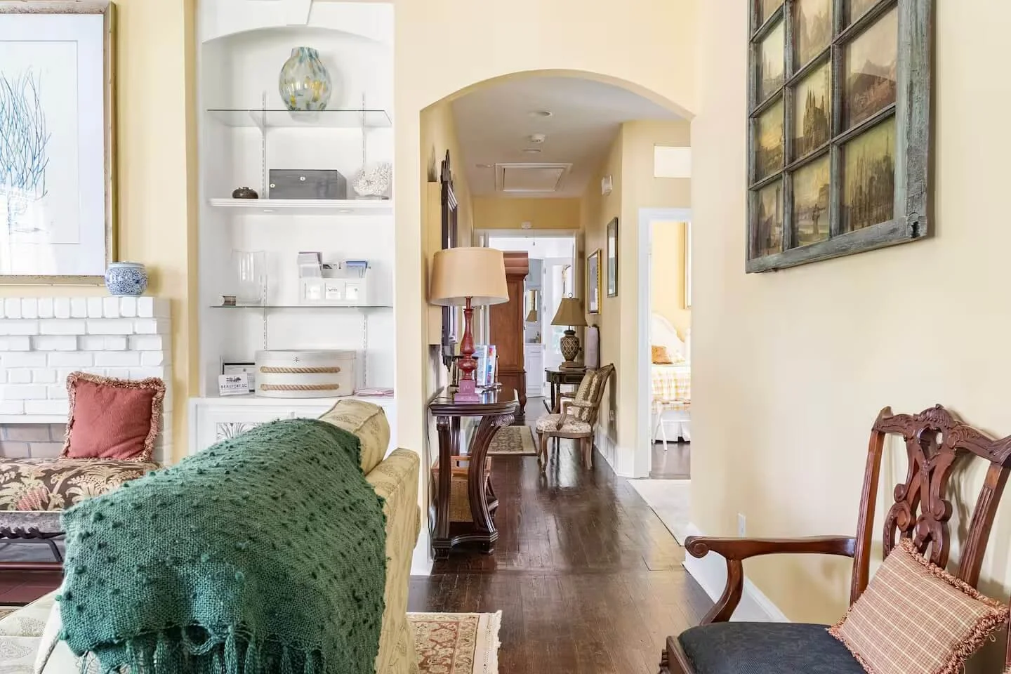 Comfortable living room inside Craftsman Cottage
