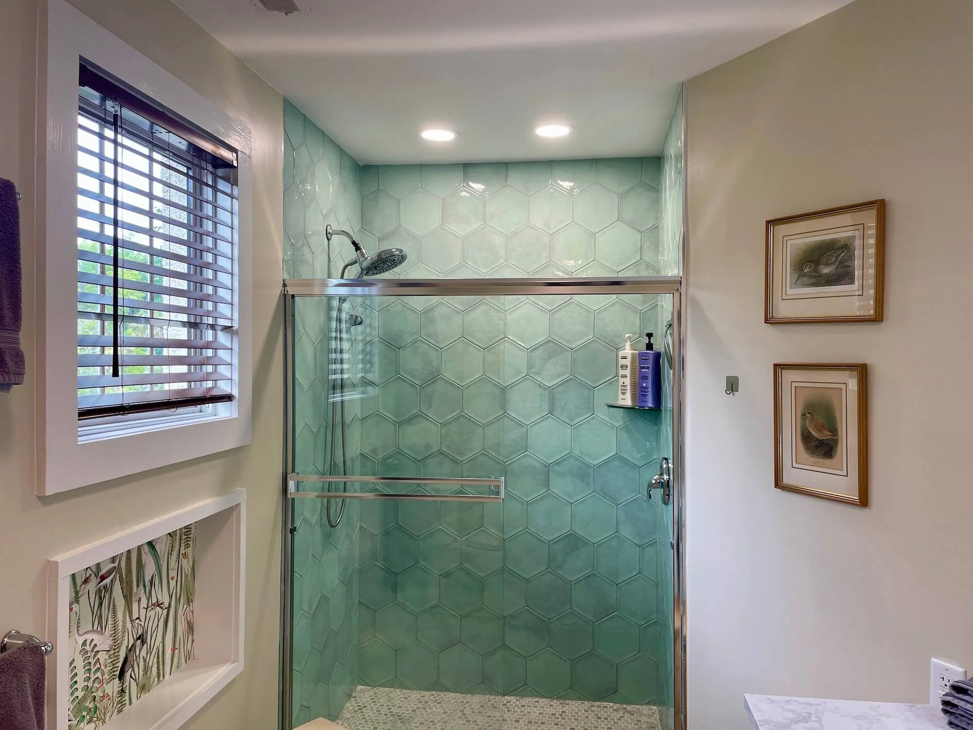 Updated bathroom in the Camellia suite