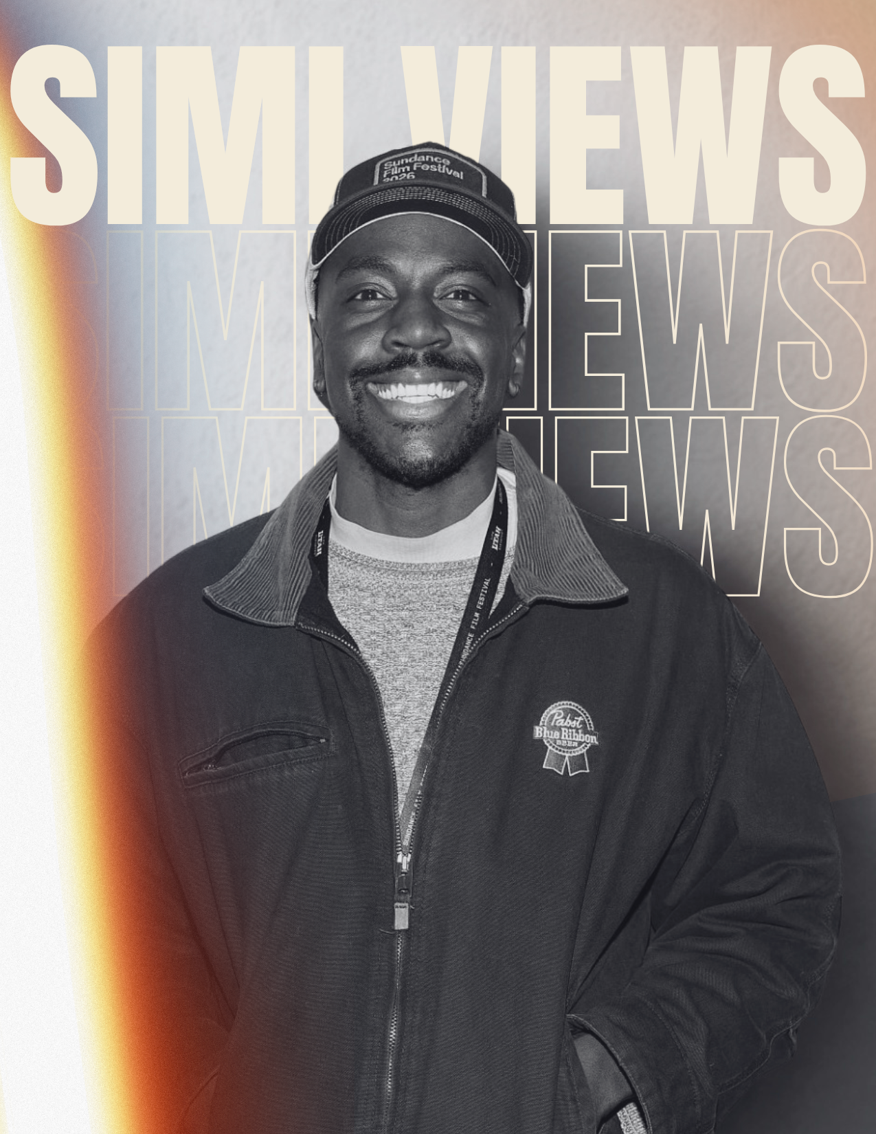 A smiling man wearing a dark jacket and a cap, standing in front of a background with the words 'Sundance Film Festival' and 'TV News' written repeatedly.