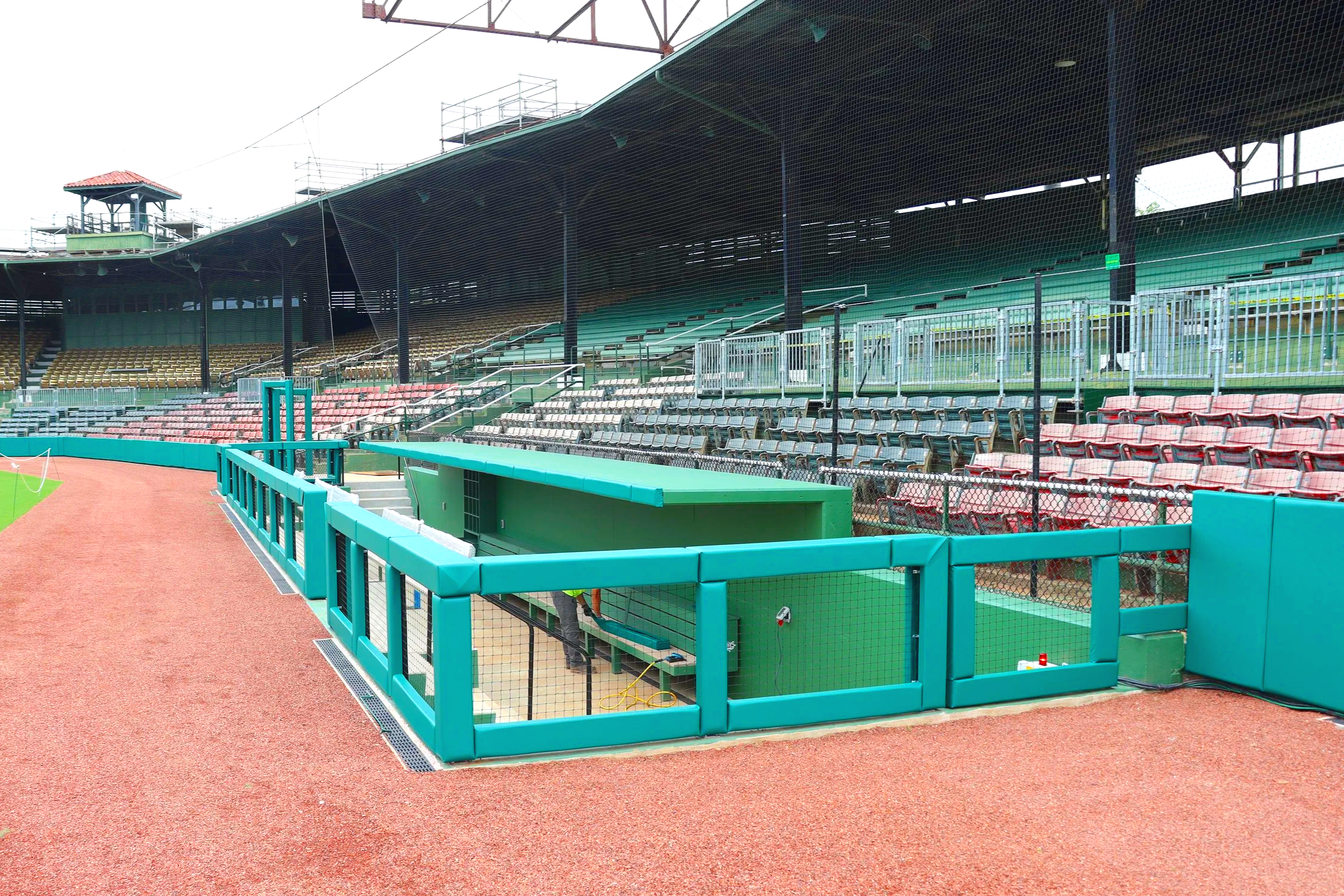 Every dugout rail needs padding. Every dugout perimeter needs netting. USS supplies both — as seen here at the historic dugout of Rickwood Field in Birmingham, Alabama, the oldest professional baseball park in America. What is protecting the dugout o