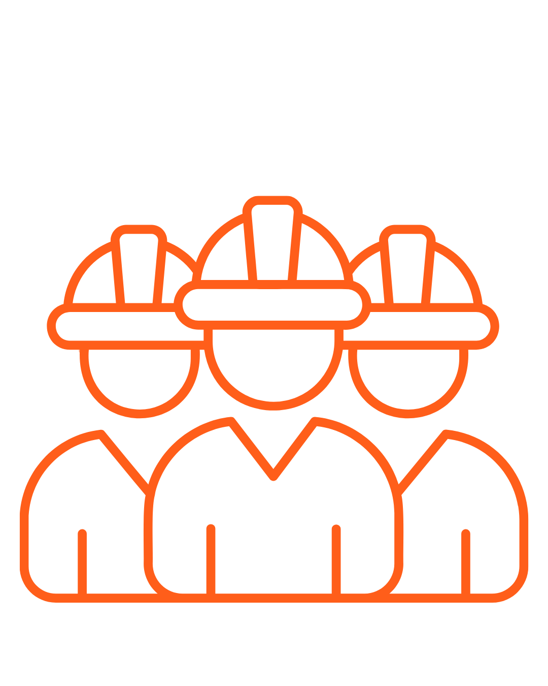 Orange construction workers icon representing USS athletic facility contractor support services