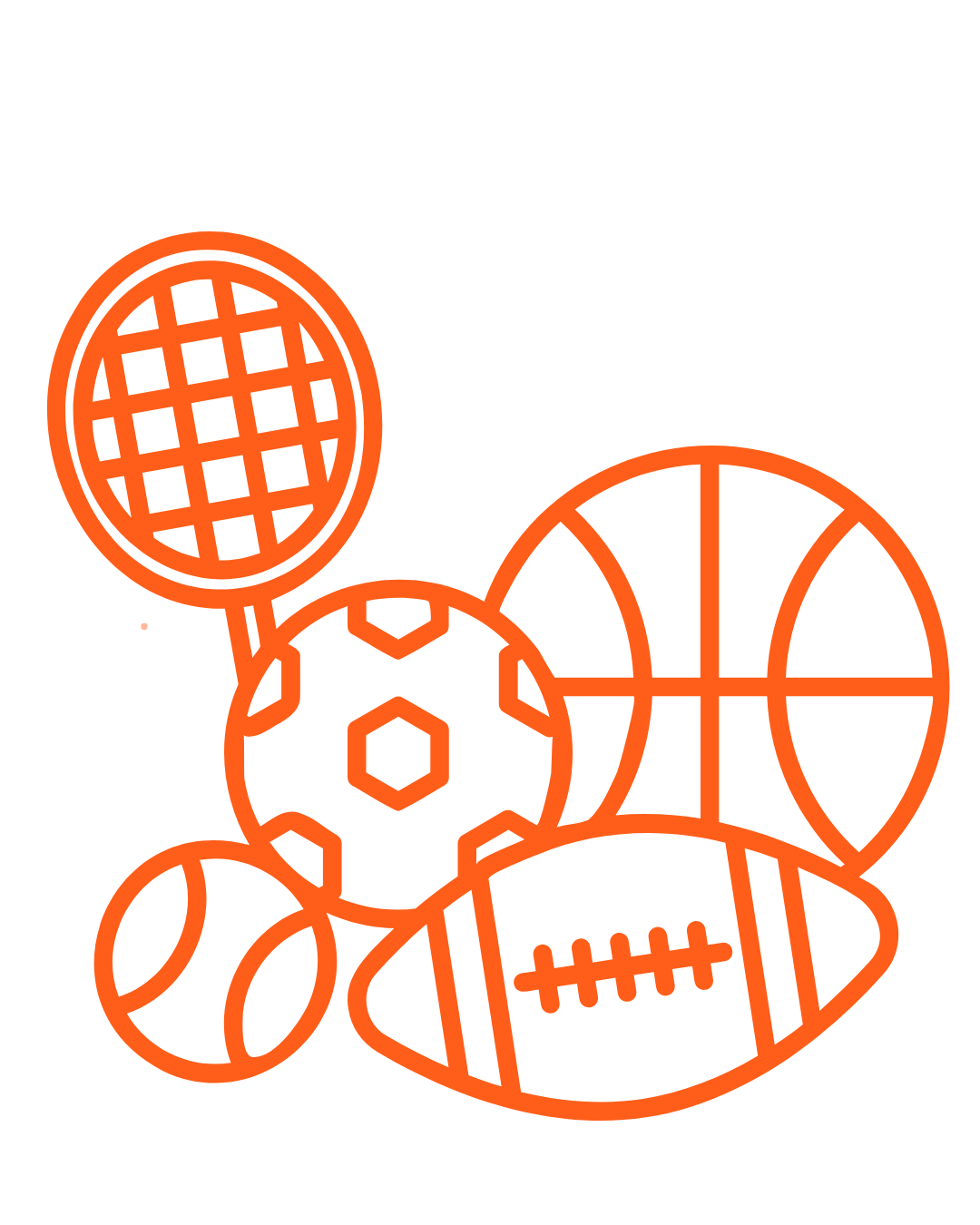 Orange sports equipment icon representing USS athletic facility solutions for athletic directors