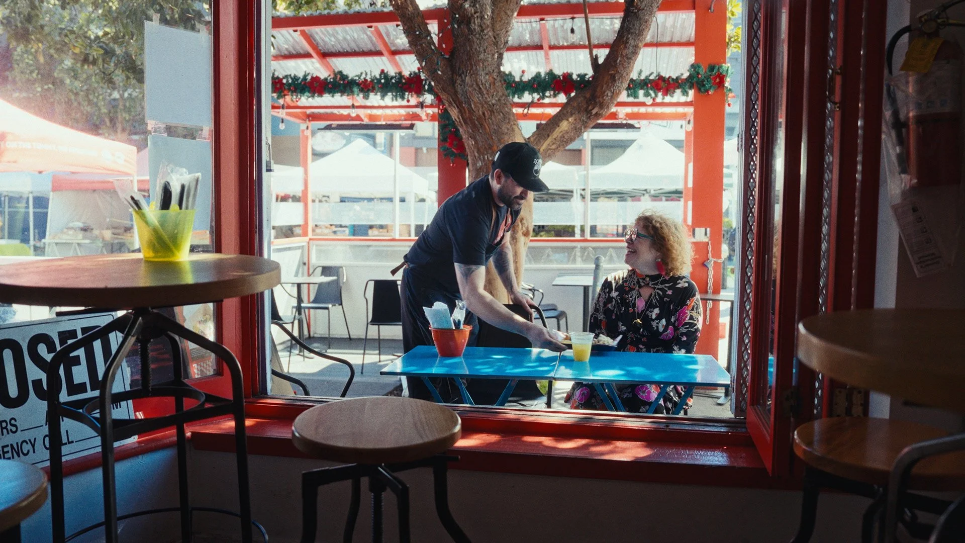 Food blogger eating at a Mexican Restaurant in San Francisco, CA