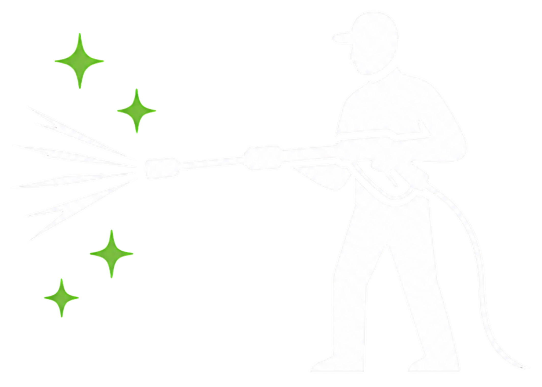Silhouette of a person holding a spray gun, with colorful sparks and sparkles emanating from it.