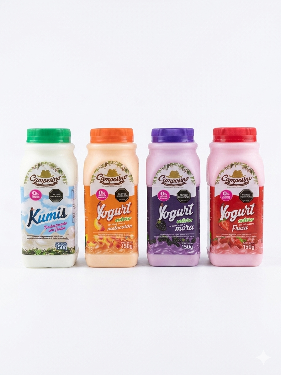 Yogurt entero tarro 150g (kumis, melocotón, mora, fresa, maracuyá y arandanos