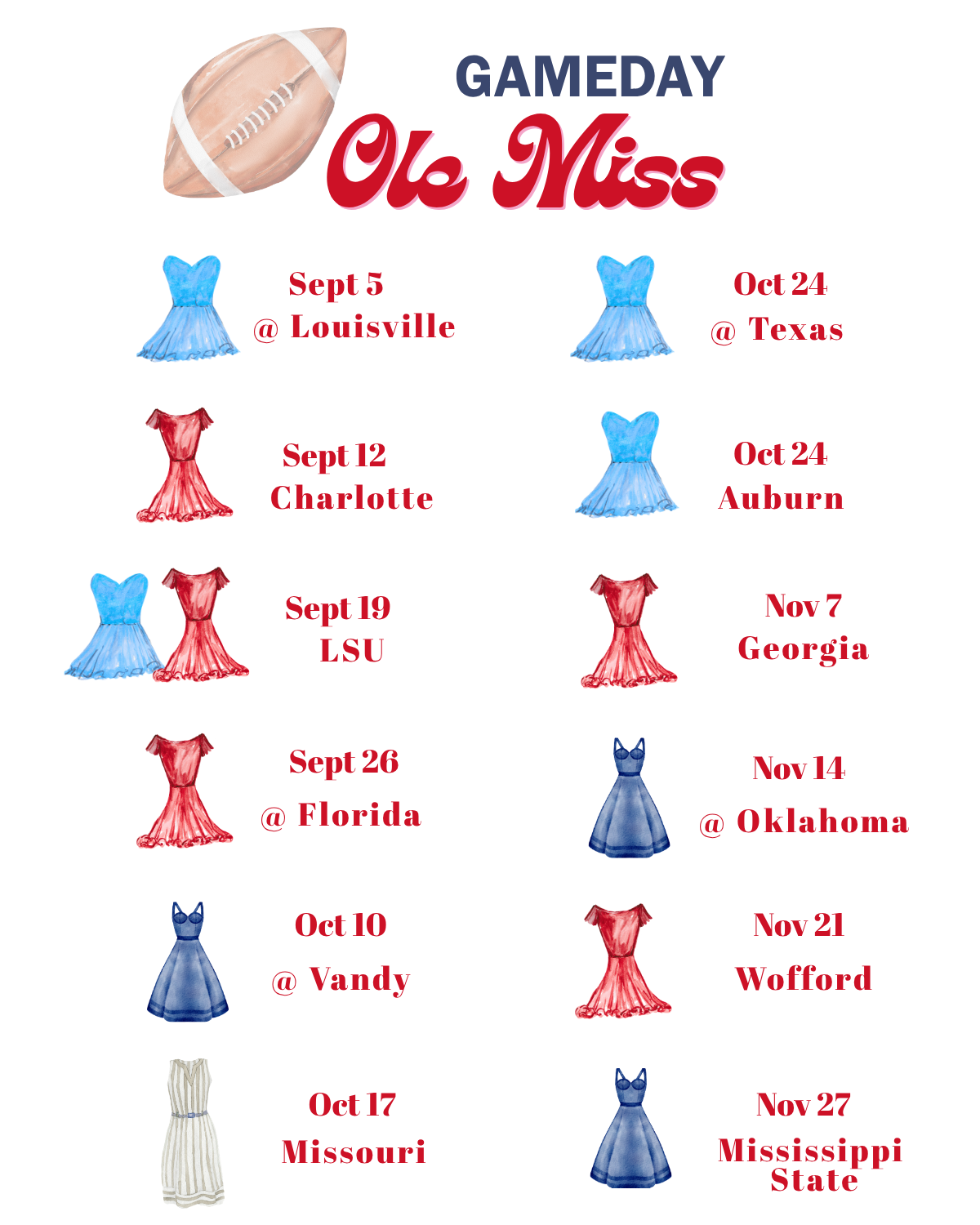 Ole Miss gameday 2026 colors
