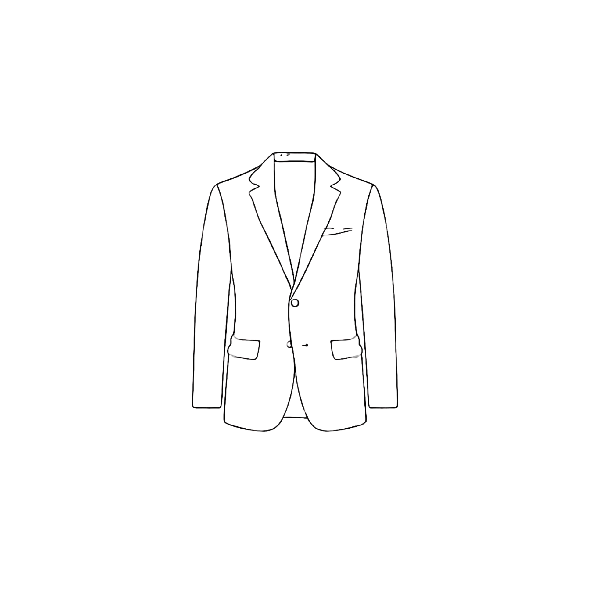 Outline drawing of a man in a suit from the waist up.