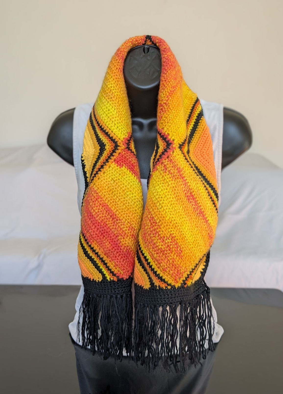 Yellow & orange multicolour texture scarf