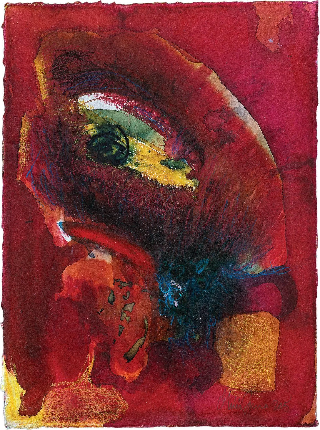A desk to sit at, 2025 | mixed media on paper | 12 x 16 inches