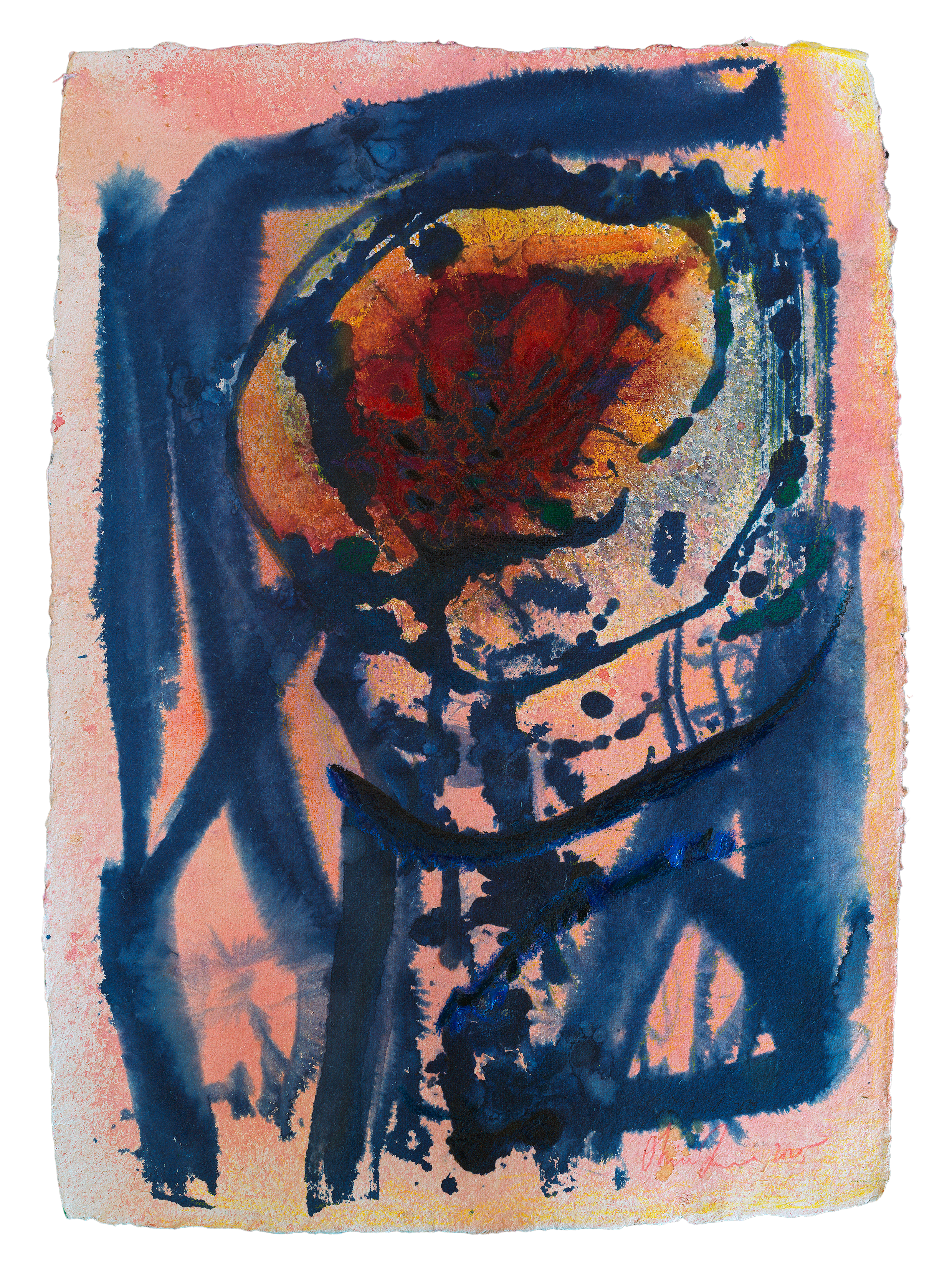 Tenderness, 2025 | dye and oil pastel on paper | 20 x 31 inches