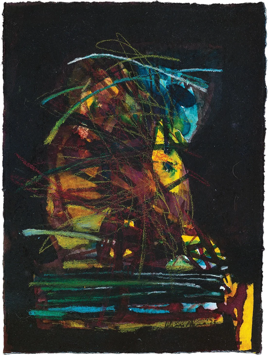 The larger question, 2025 | mixed media on paper | 12 x 16 inches