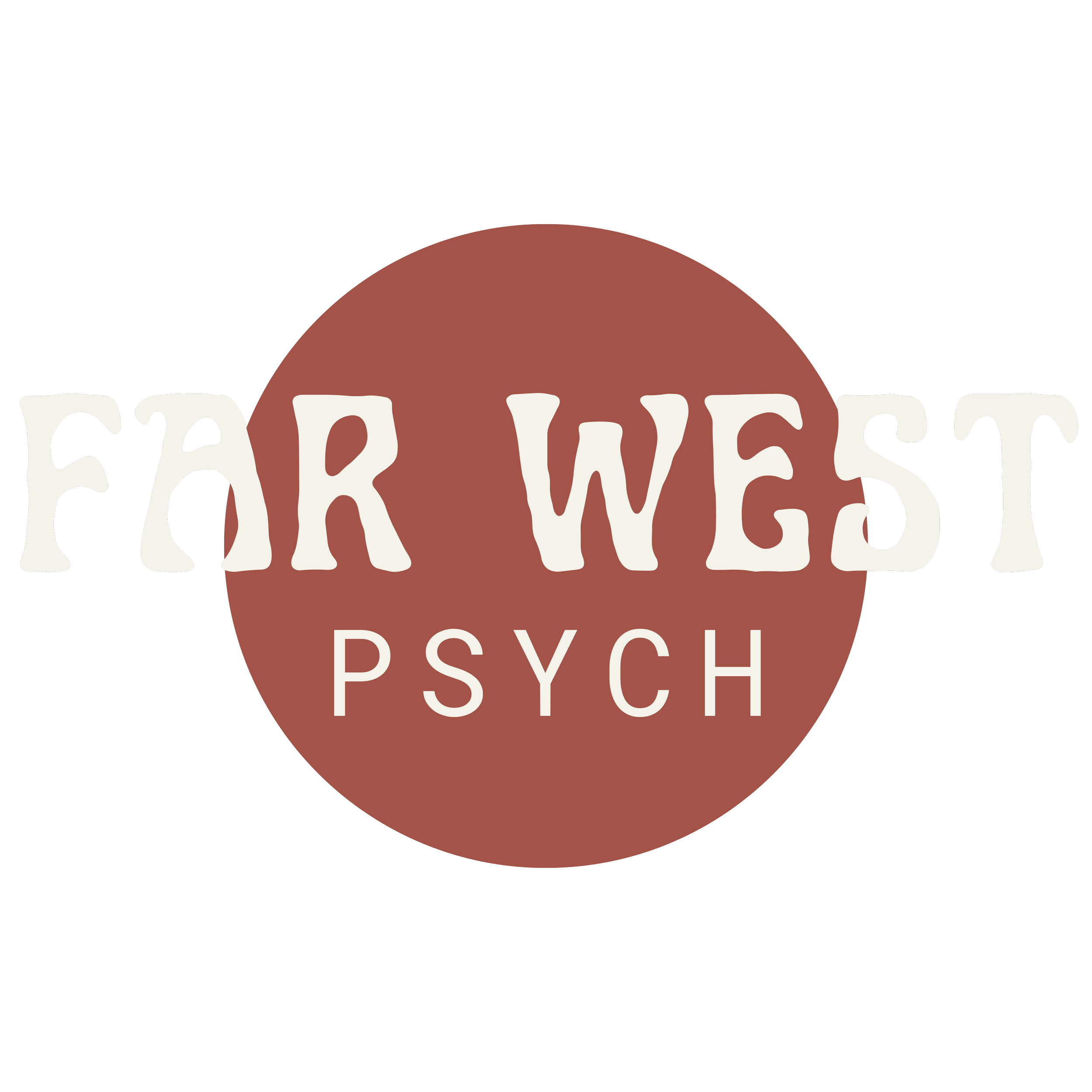 Logo reading "Far West Psych" with a red circle behind the words