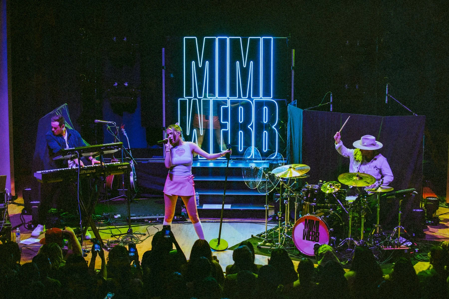 James Compton on stage with Mimi Webb