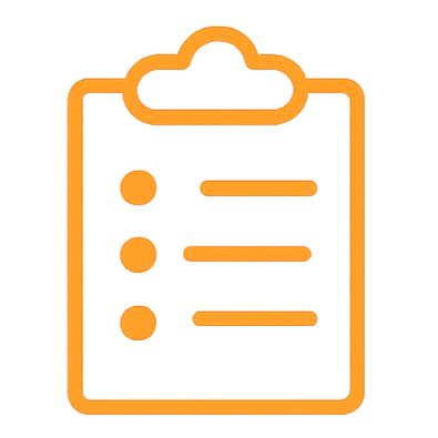 Illustration of a clipboard with a checklist, featuring three items with checkboxes.