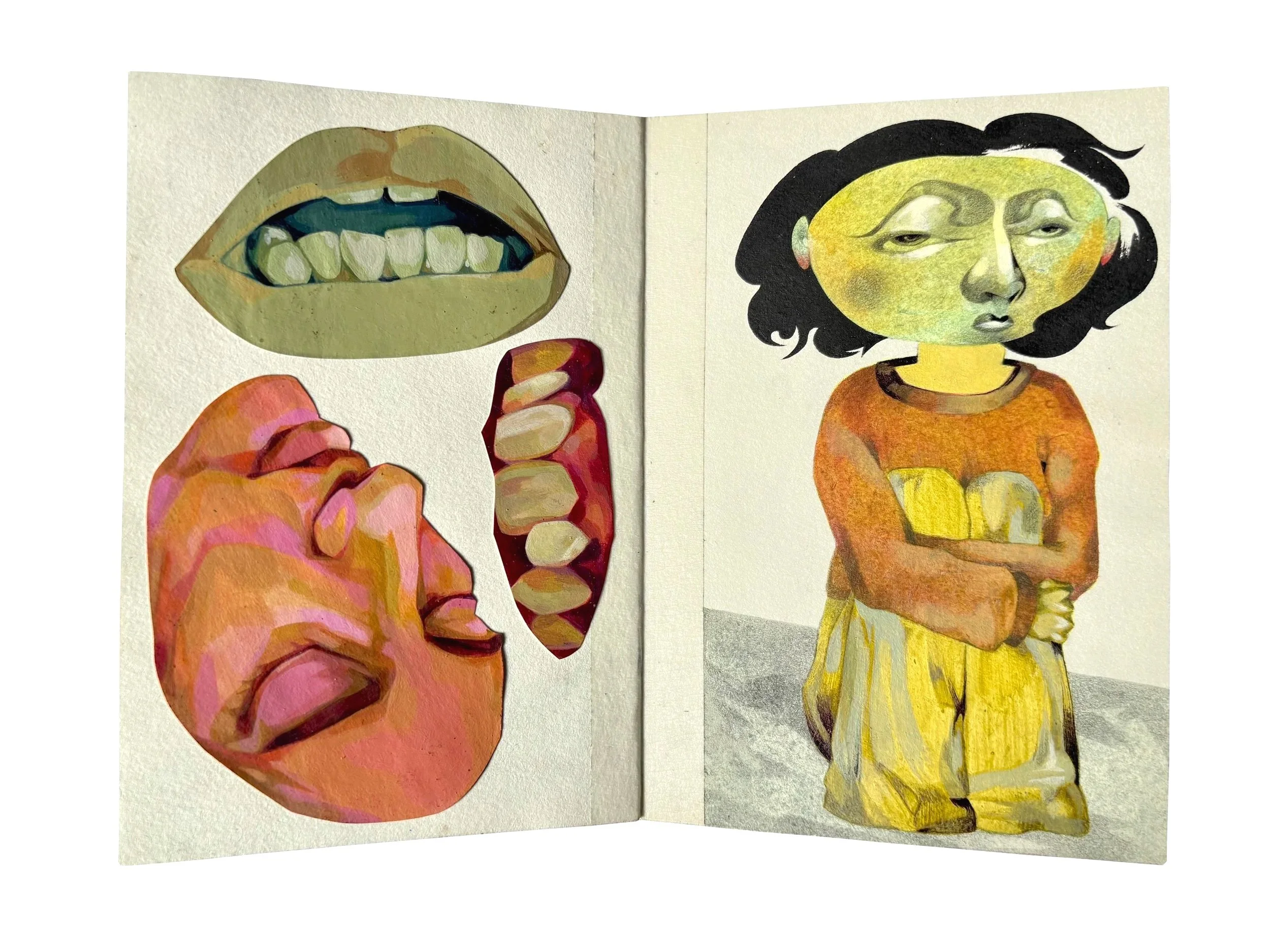 paintings of my teeth and face + a solemn little lady