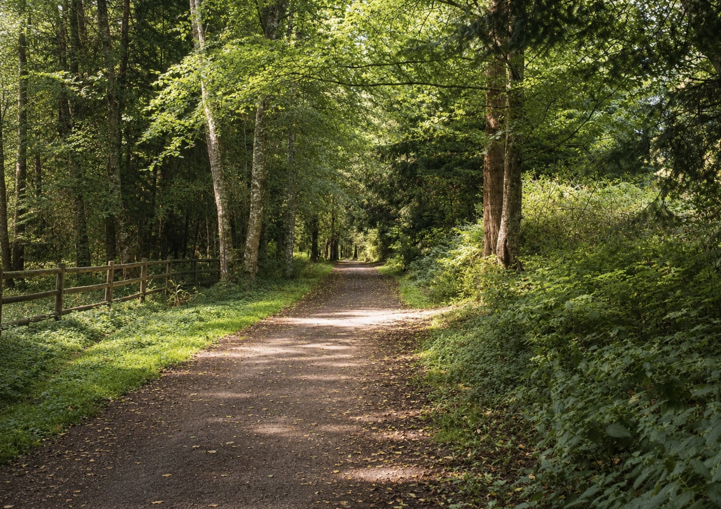 Wooded section of the Larry Scott Trail in Port Townsend, Washington