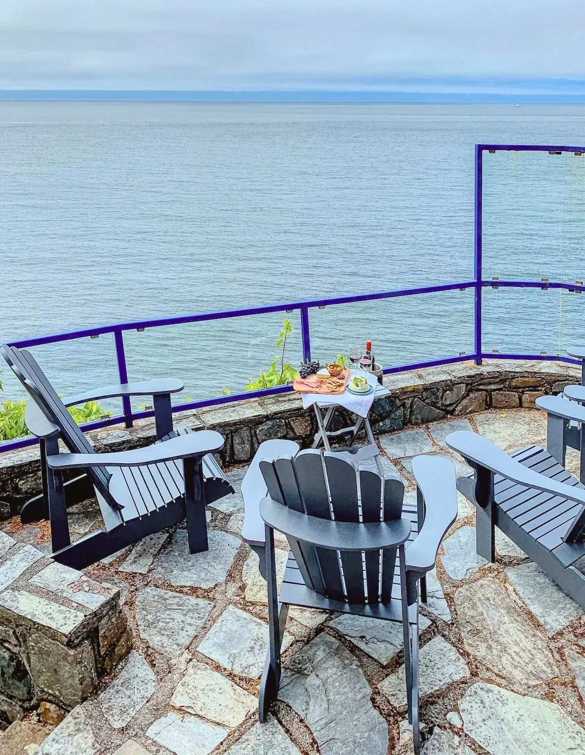 Views from balcony of shoreline, Surfside Cottage, Sooke, BC