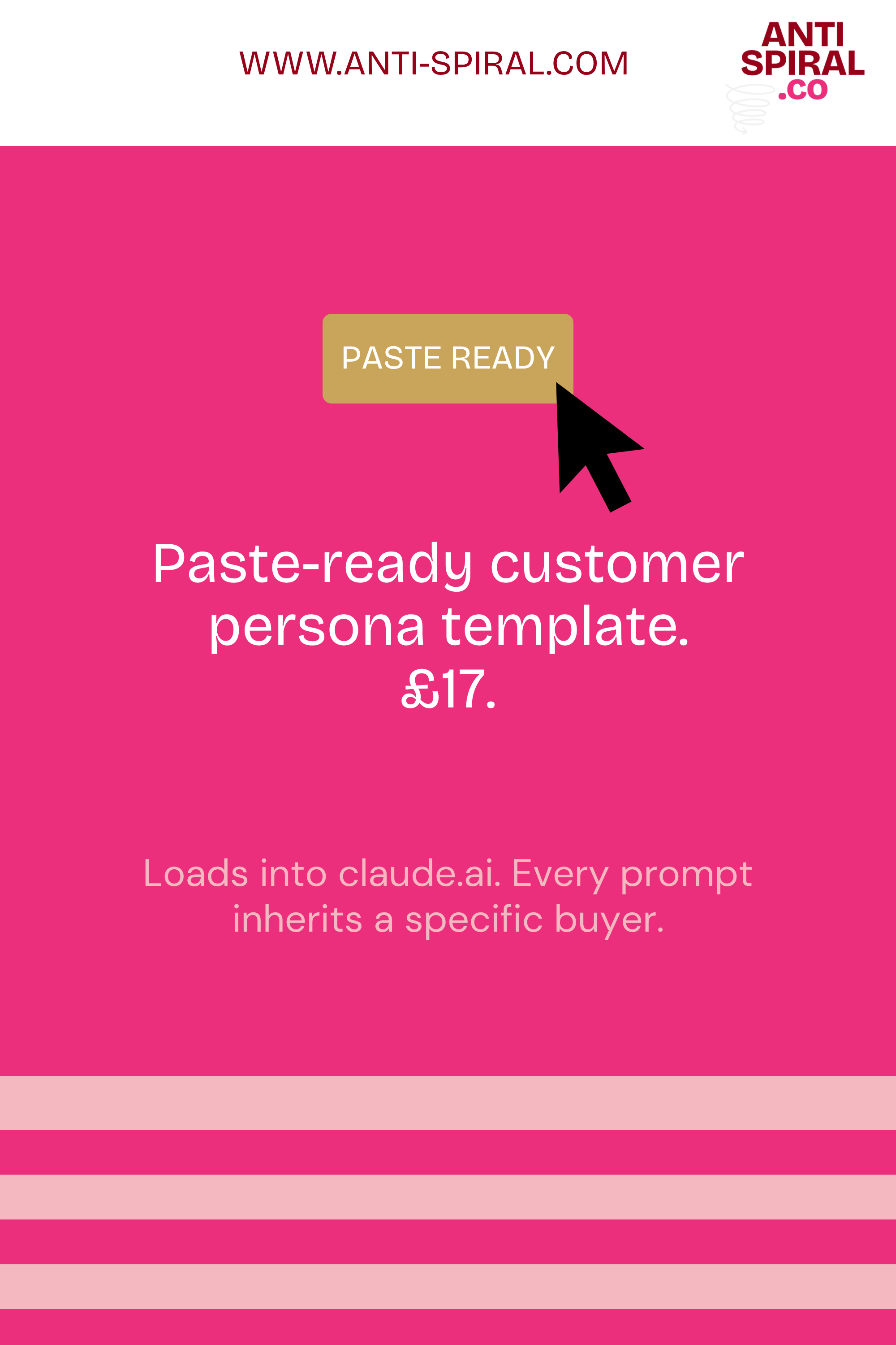 Paste-ready customer persona template for AI, £17.