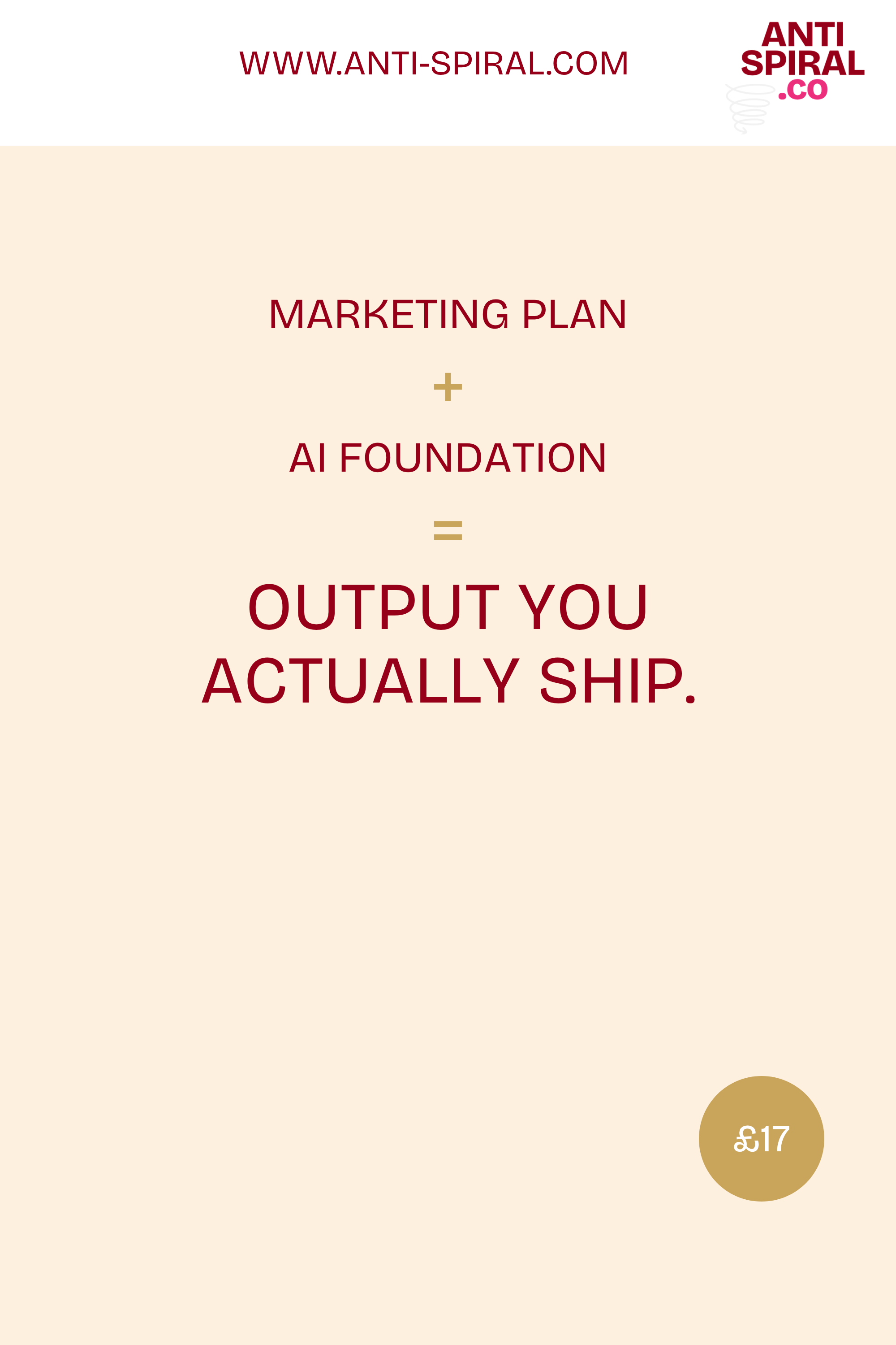 Marketing plan plus AI foundation equals output you ship, £17.