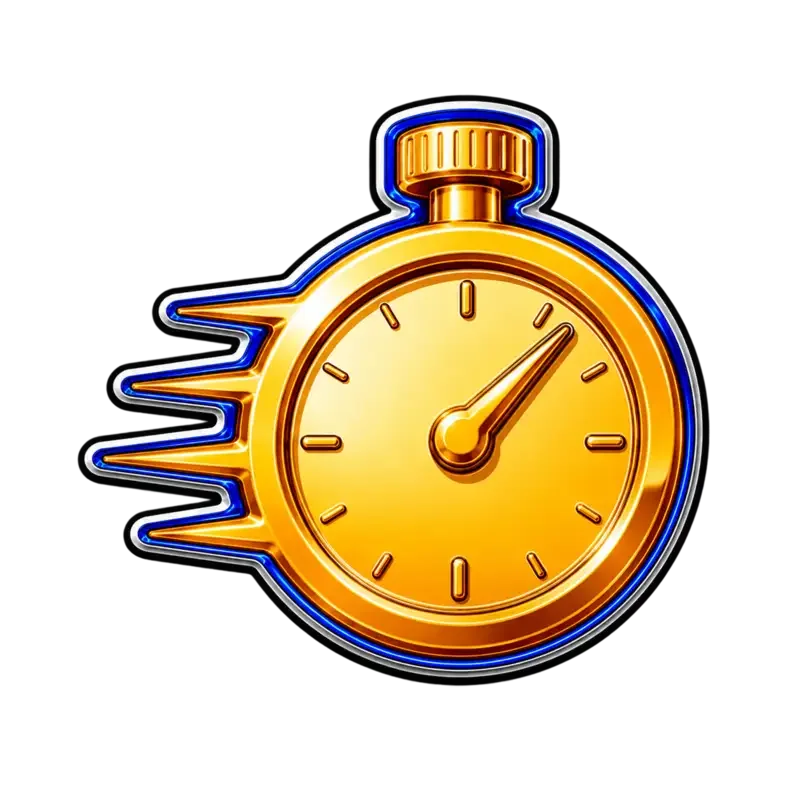 A Gold Clock with Speed Lines trailing from the side
