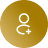 A brown female symbol on a yellow background.