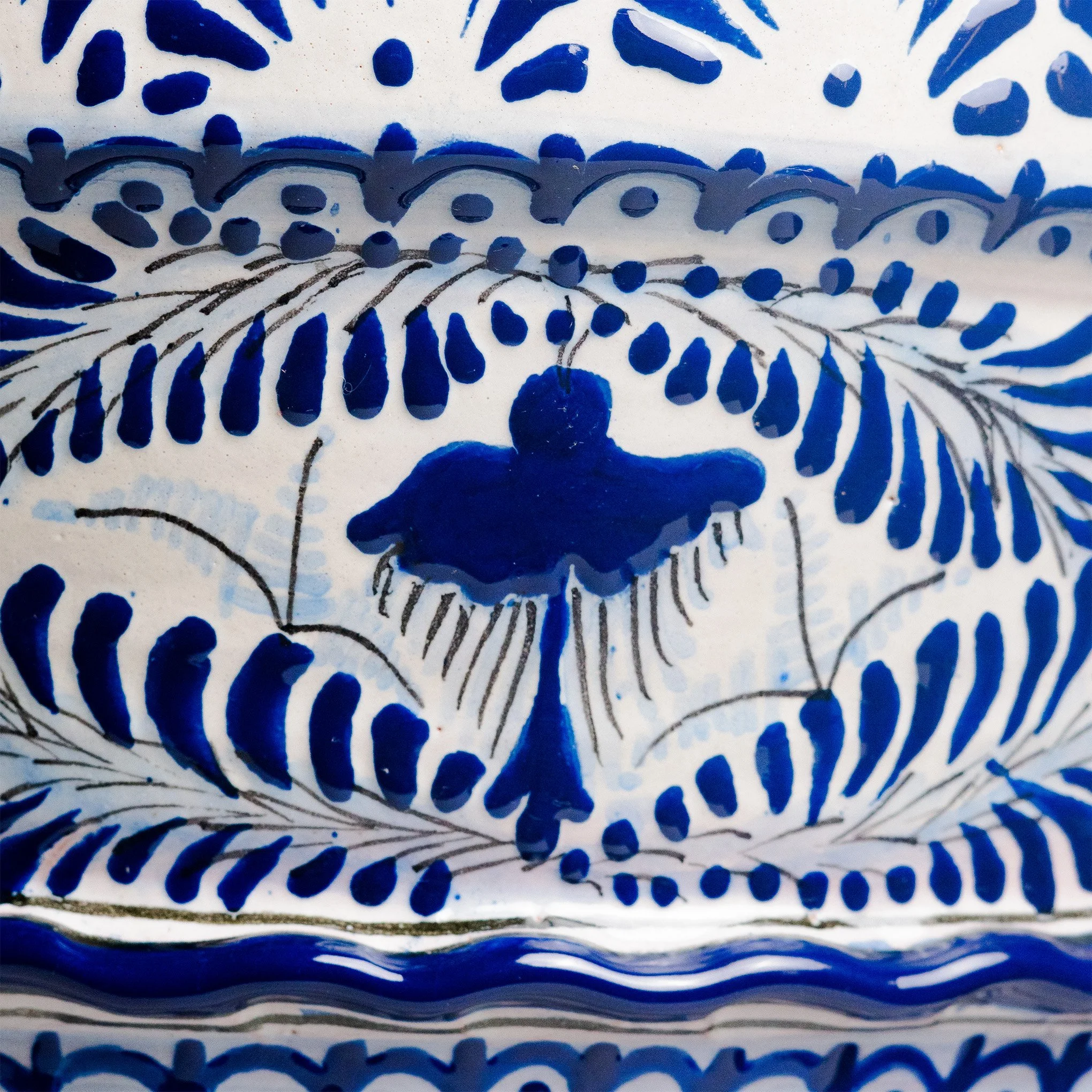 Maceta de talavera certificada diseño concha azul