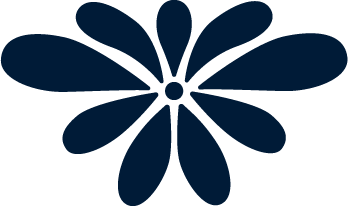 Elemento decorativo flor con diseño de talavera azul marino.