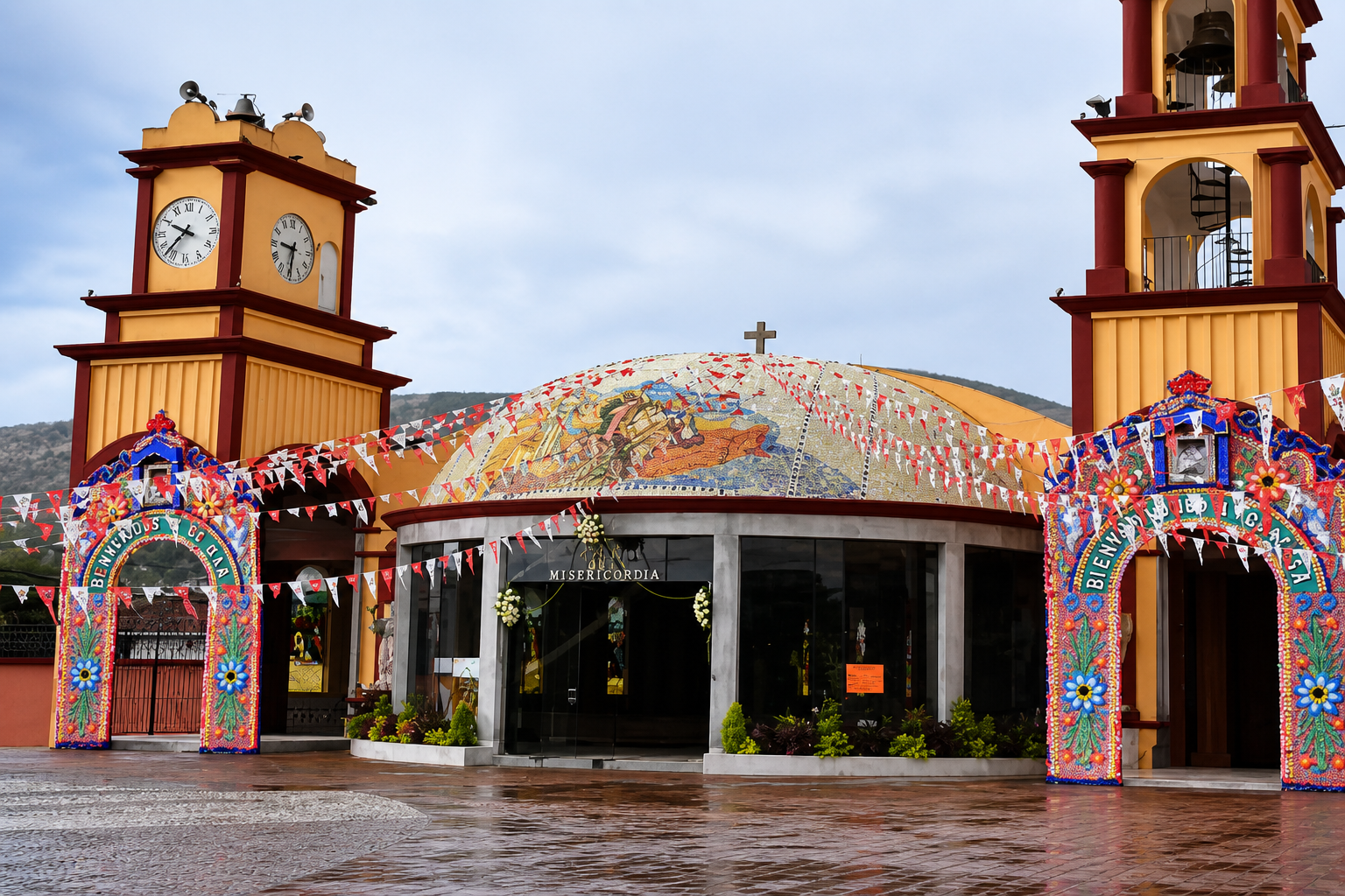 Mural de talavera en la iglesia de santiago acatlán