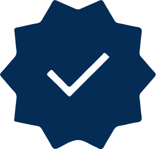 Insignia o medalla de verificación con un check en el centro