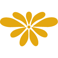 Flor de color amarillo dorado con pétalos alargados de talavera.