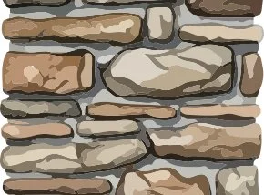 Illustration of a stone brick wall with irregularly shaped stones and mortar.