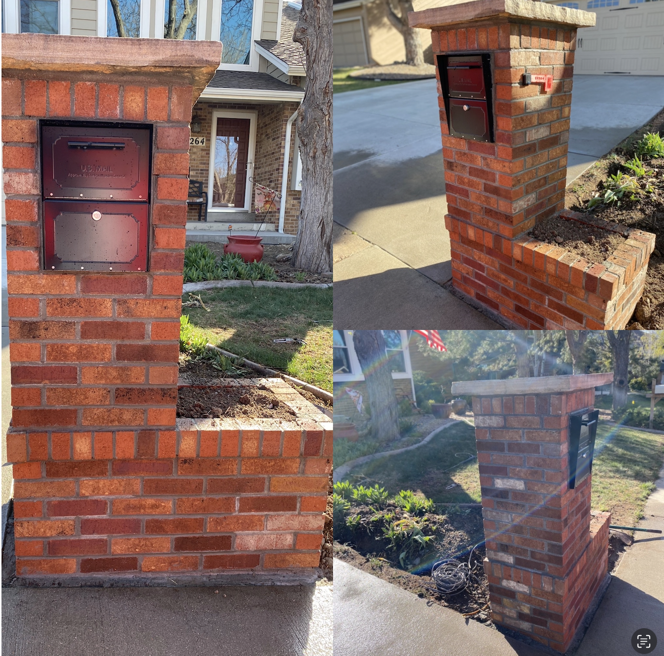 brick mailbox with planter