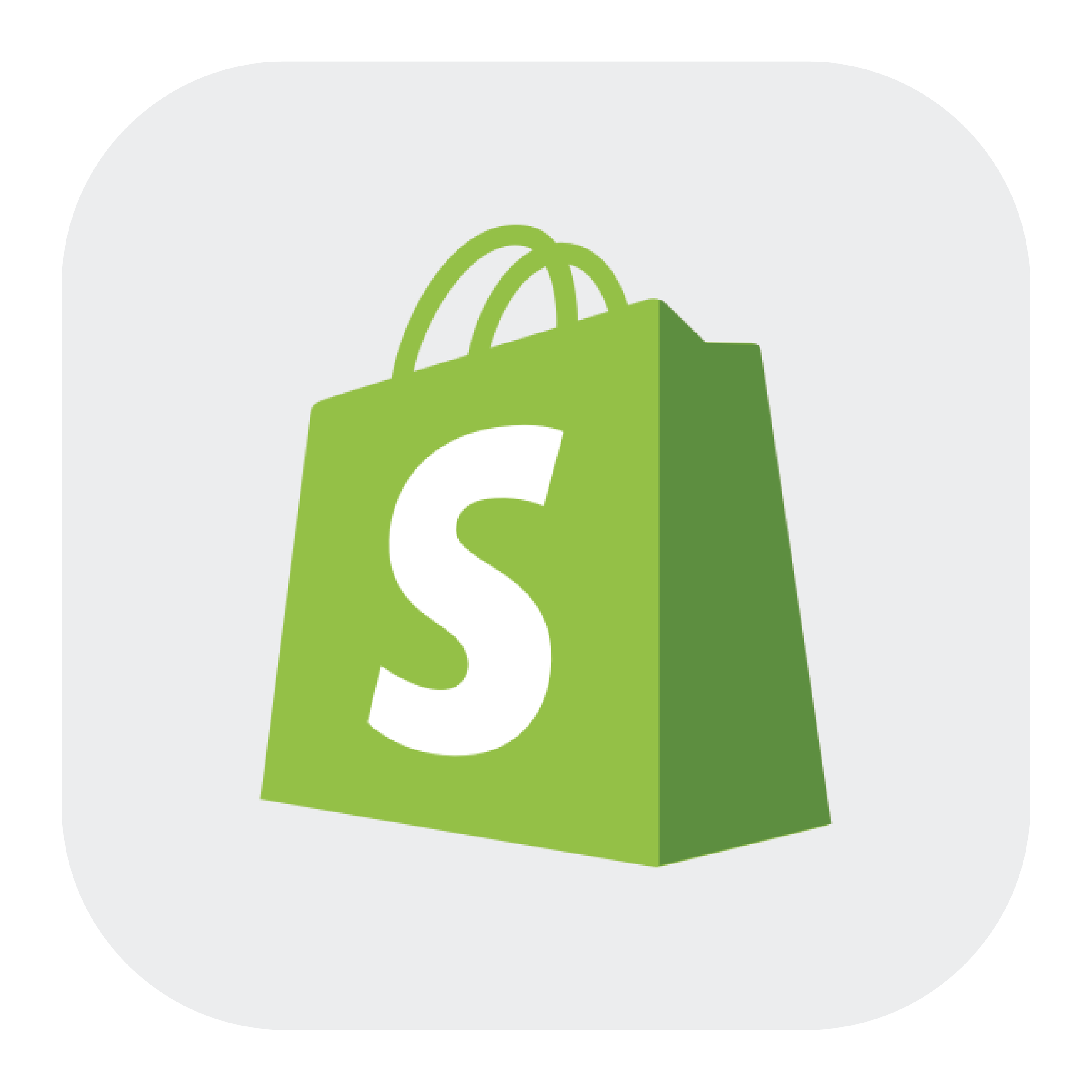 A 3D illustration of a green shopping bag with a white dollar symbol on it, the Shopify logo set against a gray and black background.