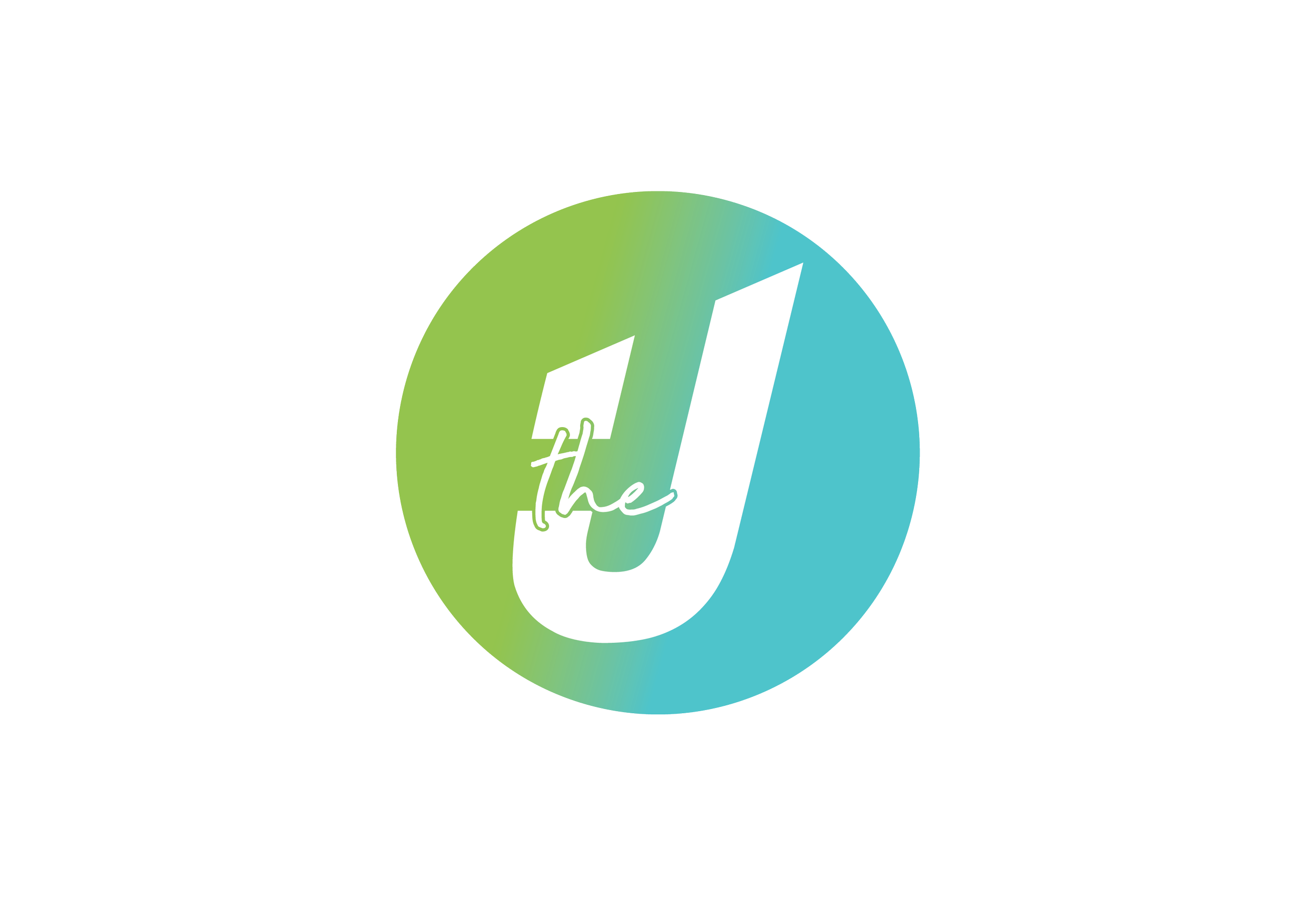 Colorful circular graphic with a large letter U and the words 'the' in stylized text.