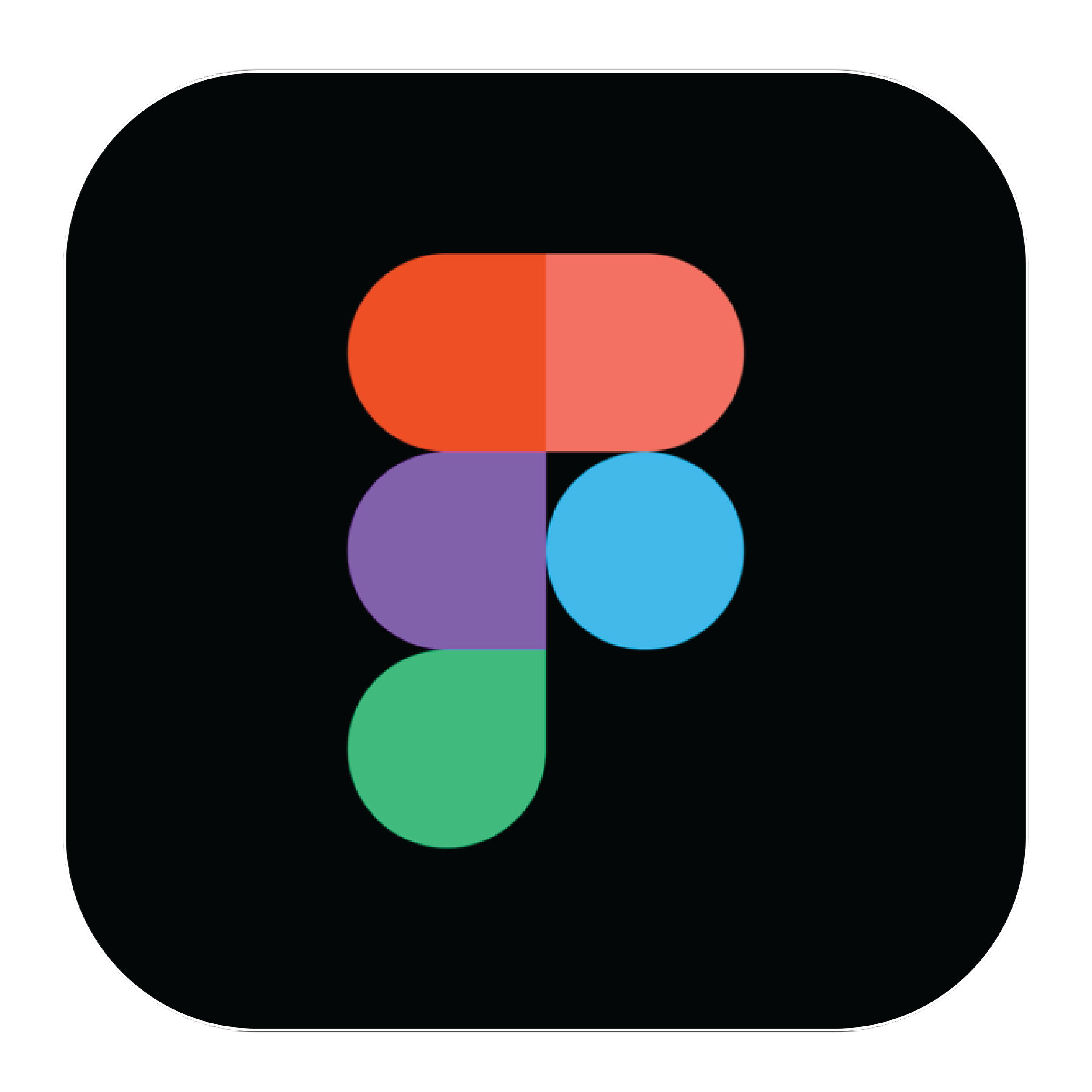 Close-up of the Figma logo with colorful abstract shapes in the center, including pink, purple, blue, green, orange, and red geometric forms.